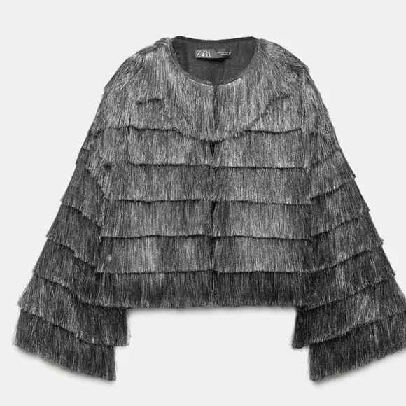 ZARA 8741/499/808/030/295 Bloggers Fav Fringed Metallic Thread Jacket - Picture 6 of 9
